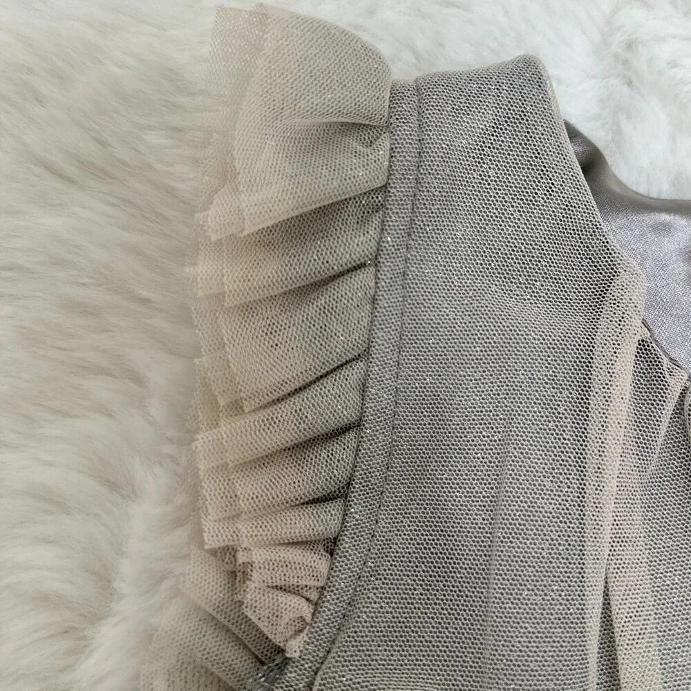 H&M Girls Gray Tulle Party Dress with Floral Accent - Picture 5 of 11